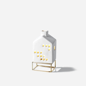 Open image in slideshow, LED Ceramic House on Gold Metal Base
