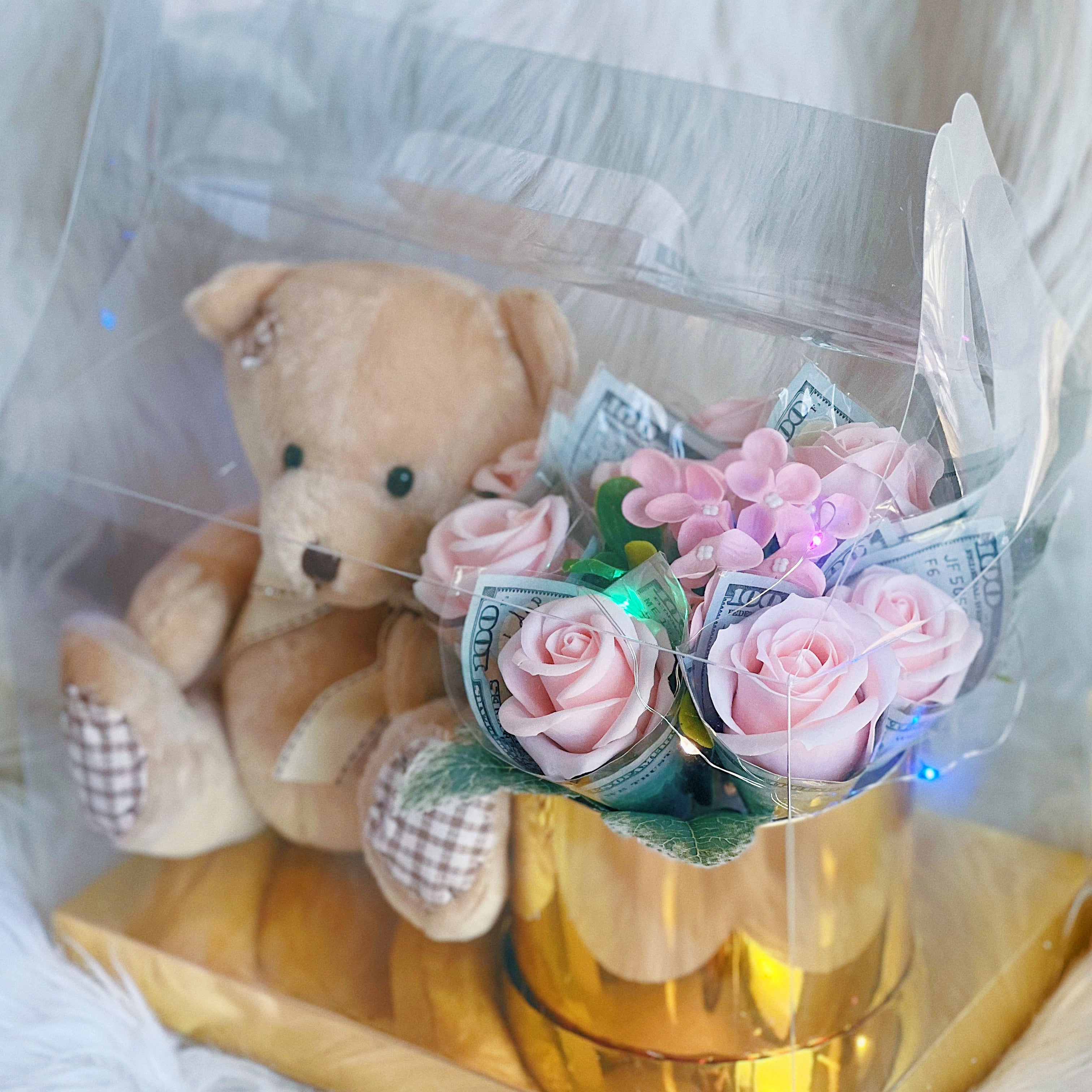 Teddy Bear 5-Flowers Bouquet – HI-BYE STORE™